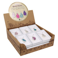 New 1pce Aura Quartz Cluster Pendant Necklace Natural Stone 4 Assorted Colours