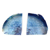 New Polished Agate Stone Bookends in Blue Tones Aprox 13cm High