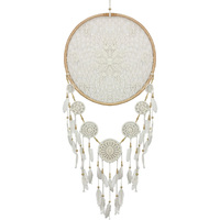 1pce 60cm Rattan White Macrame Dream Catcher Boho Wall Art Natural