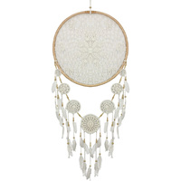 1pce 60cm Rattan White Macrame Dream Catcher Boho Wall Art Natural