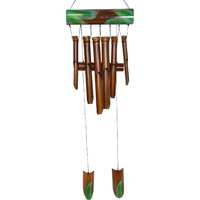 1pce 95cm Long Bamboo Green Leaf Design Wind Chime Soft Tone Meditation Sound Brown
