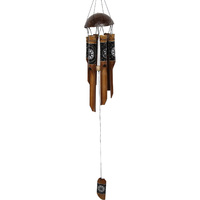 100cm Bamboo Windchime 6 Tubes Star & Moon Design Soft Tone Outdoor Hanging