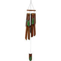 1pce 100cm 5 Tube Bamboo Windchime with Green Leaf Design
