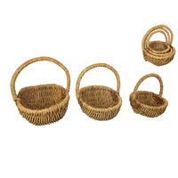 1pce Willow Round Picnic Baskets 3 Sizes Handle for Carrying Cute Food Tray Woven