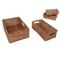New 1pce Water Hyacinth Basket Sea Grass Woven w/ Carry Handles Boho Home Dรฉcor