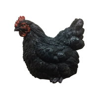 26cm Black Chicken Cute Resin Sitting Hen Ornament Garden Statue Detail 