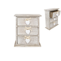 23cm Shabby Chic MDF 3 Drawer/Jewellery Chest