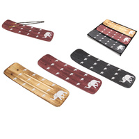 New 27cm MDF Dule Incense Holder with White Elephant Print Motif