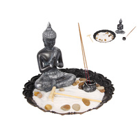 23cm Buddha Zen Garden Incense Burner, Metal Plate Set