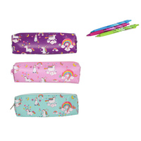 1pce 20cm PVC Pencil Case with Unicorn Features