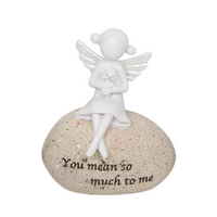 1pce 9cm Angel Mean To Much Inspirational Quote On Stone Resin White Sentimental