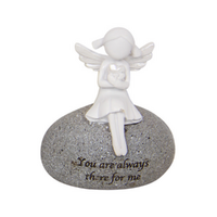 1pce 9cm Angel There For Me Inspirational Quote On Stone Resin White Sentimental
