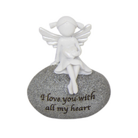 1pce 9cm Angel All My Heart Inspirational Quote On Stone Resin White Sentimental