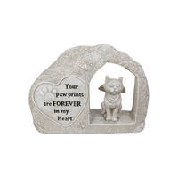 25CM Cat Memorial / Head Stone With Paw Prints Verse for Grave Resin