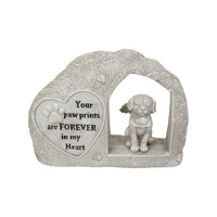 25CM Dog Memorial / Head Stone With Paw Prints Verse for Grave Resin