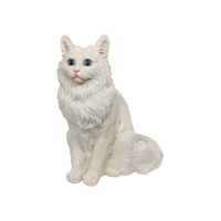 35cm White Sitting Cat with Blue Eyes