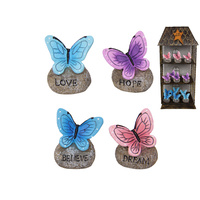 1pce 6cm Butterfly on Rock Inspirational Figurine