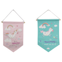1pce 40cm Cute Unicorn & Rainbows Wall Scroll Hanging