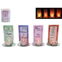 1pce 14cm Inspirational Mirrored Glass Tea Light Holder