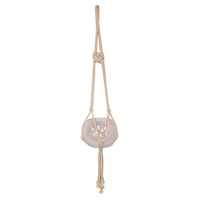 New 100cm 1 Tier Cream Macrame Pot Holder with Glass Bowl Boho Style