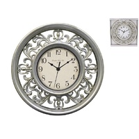30cm Silver Vintage Style Filigree Decor Clock