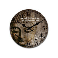 58cm Buddha with Mandala Design MDF Clock AA Battery Wall Art Boho