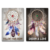 1pce 70cm Dream Catcher with Inspirational Quote Canvas