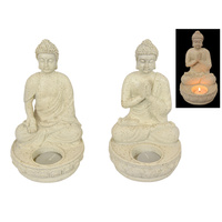 New 1pce 18cm Cream Buddha Tealight / Tea light Holder in Meditation Poses