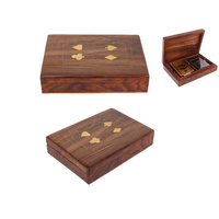 New 1pce 18x13cm Two Deck Wooden Playing Card Box