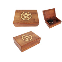 New 1pce 18x13cm Wooden Pentagram Trinket / Jewellery Box