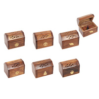 New 1pce 8cm Wooden Incense Cone Burner Box Inlay Selected at Random