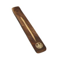 Hemp Leaf Design Wooden Incense Holder Ash Catcher / Burner Inlay