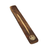 1pce Hemp Leaf Design Wooden Incense Holder Ash Catcher / Burner Inlay