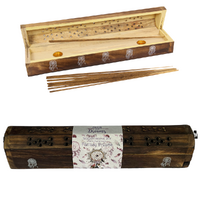 30cm Incense Box Holder Fantasy Dreams Brown/Natural Decor Wooden Coffin