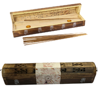 30cm Incense Box Holder Magical Dreams Brown/Natural Decor Wooden Coffin