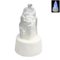 1pce Selenite Wellness Tower Lamp USB LED Light Natural Crystal Stone White
