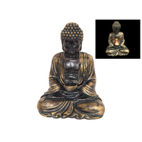 33CM ANTIQUE GOLD BUDDHA T/LIGHT HOLDER