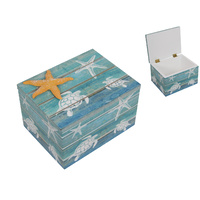 14cm Wooden Beach Treasure Chest/Trinket Box Coastal Theme