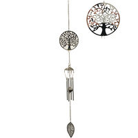75cm Silver Tree of Life Wind-chime with Leaf Steel Sun Catcher Design