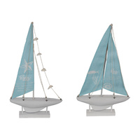 1pce 43cm Tall Sailing Boat Figurine Beach House Coastal Style