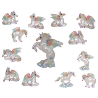 4pce Set 5cm Mini Rainbow Unicorn Metallic Figurine Fairy Garden Collectible Decor