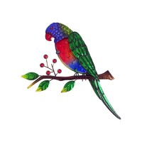 36cm Rainbow Lorikeet On Branch Hanging Wall Art Glass Body Home Decor