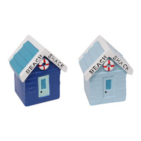 New 1pce 8cm Beach Shack Self Standing House in Two Shades of Blue