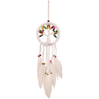 New 1pce White 12cm Diameter Tree of Life Dream Catcher w/ Coloured Beads