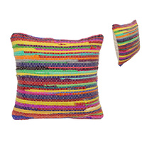 NEW 45x45cm Hand Made Rainbow Coloured Cushion Thick with Insert