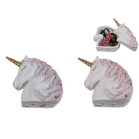 New 1pce 12cm Unicorn Floral Trinket Box in 2 Assorted Colours Resin