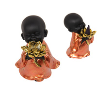 12CM BUDDHA MONK LOTUS INCENSE HOLDER