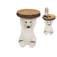 35cm Resin Polar Bear Small Side Table, Mancave Style