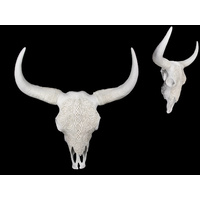 42cm White Carved Artificial Cow Skull, Bohemian Style, Wall Art Hangable