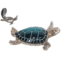 New 15cm Blue and Silver Turtle Trinket Box